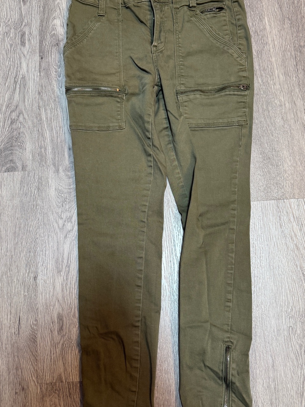 Joie Pants Womens Sz 8/29 Green Zip Accents Pocket Skinny Leg Utility MSRP $228